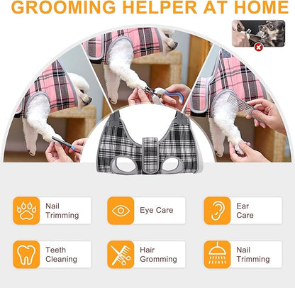 BEAUTYZOO Dog Grooming Hammock, Medium Dog Sling for Nail Trimming, Dog Hanging Harness for Claw Care with Thick Fabric Neck Support Wide Strap Restraint Cat Grooming Hammock, Black L