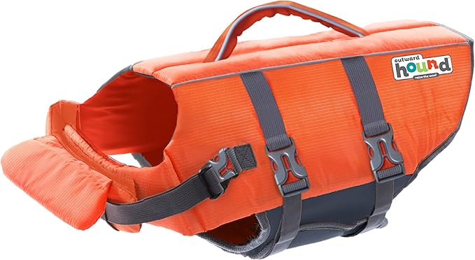 Outward Hound Granby Splash Dog Life Jacket, High-Buoyancy Dog Life Vest for Swimming, Boating, and Water Safety, Small, Orange