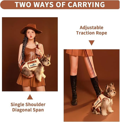 Wakytu Dog Lift Harness Dog Carrier Sling for Small Dogs & Cats,S | stylish puppy sling carrier with handle & pocket,adjustable leash,walking & travel