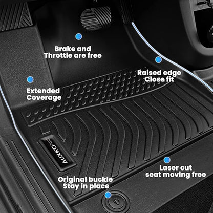 AUXKO All Weather Floor Mats Cargo Mat Rear Back Seat Protector Fits for Kia Sorento Hybrid & PHEV 2021-2025 2026 TPE Liner Sorento Hybrid Accessoires Odorless Anti-Slip Black