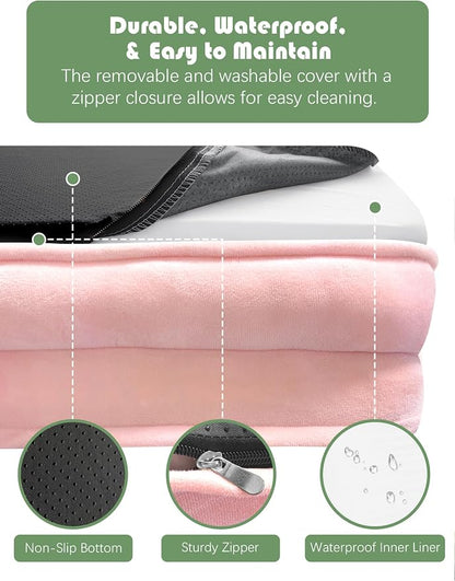 Spotted Play Orthopedic Dog Bed with Sides - Sofa Beds for Extra Large Dogs, Supportive Foam Pet Couch Bed with Washable Removable Cover, Waterproof Lining and Non-Slip Bottom, Pink - XL-Plus