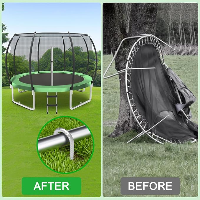 OK5STAR 16 Inch Heavy Duty Trampoline Stakes, U Shaped Rebar Ground Anchors for High Wind, 3/8" Thick Steel U Shaped Stakes for Trampoline, Tent, Canopy, Swing Set, Playground & Bounce House, 8 Pack
