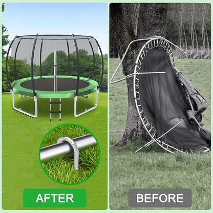 OK5STAR 16 Inch Heavy Duty Trampoline Stakes, U Shaped Rebar Ground Anchors for High Wind, 3/8" Thick Steel U Shaped Stakes for Trampoline, Tent, Canopy, Swing Set, Playground & Bounce House, 8 Pack