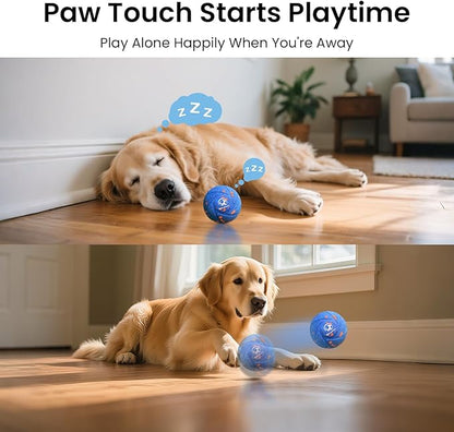 Smart Interactive Dog Toy Ball - Auto Bouncing & Rolling, Chew-Resistant E-TPU Material, 3 Interactive Modes, IPX7 Waterproof, Smart Chase Pet Toy Ball for Medium and Large Dogs (Blue)
