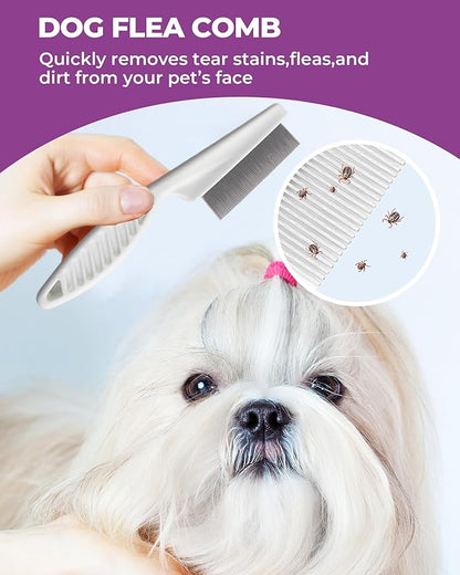 Dog Brush for Shedding Grooming,6 Pack Long-Pin Brush Set for Long Haired Dog Cat Goldendoodles Poodles Doodles Purple