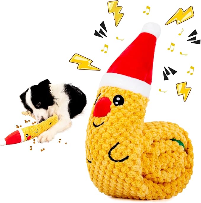 Christmas Deer Dog Toys - Plush Snuffle & Squeaky Toys for Puppy Teething & Small, Medium, Large Dogs