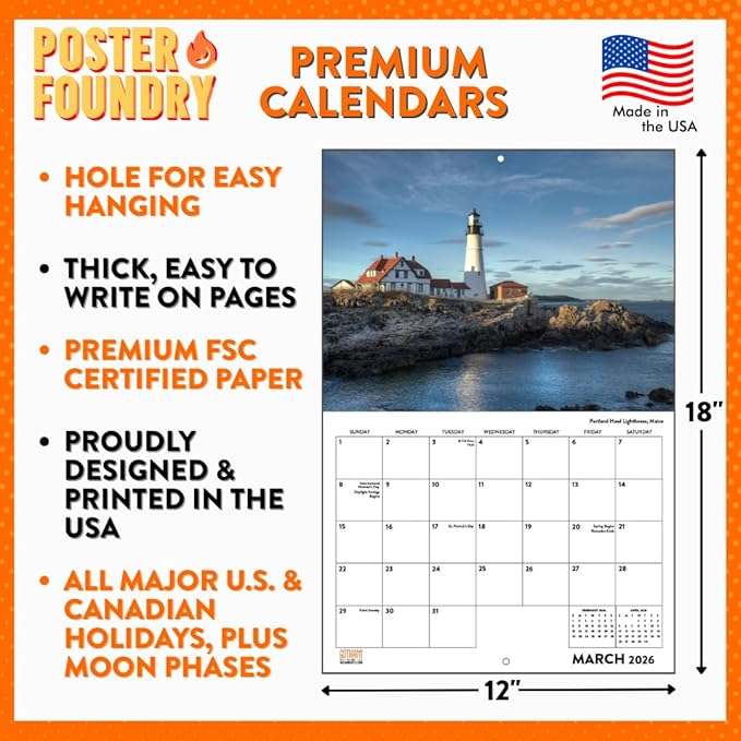 Baby Pig Calendar 2026 Wall 12 Month Piglet Gifts For Pigs Lovers Women Men Monthly Calender | American Made In The USA