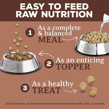 Primal Freeze Dried Dog Food, Pronto Mini Nuggets, Pork; Scoop & Serve, Complete & Balanced Meal; Also Use As Topper or Treat; Premium, Healthy, Grain Free, High Protein Raw Dog Food (25 oz)