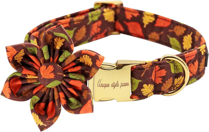 Unique style paws Fall Dog Collar with Bow, Puppy Collar Pet Gift Adjustable Dog Collar Soft and Comfy Bowtie Collars for Large Girl or Boy Dogs