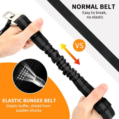 BWOGUE Pet Dog Cat Seat Belt Reflective Car Dog Headrest Restraint Leash Elastic Buffer Bungee Adjustable Tangle-Free Safety Leads Vehicle Seatbelt Harness for Small, Medium and Large Dogs (1 Pack)
