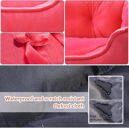 pawstrip Cute Princess Dog Bed Pink Puppy Bed for Small Dogs Breathable Cat Couch Bowknot Pet Cushion Comfortable Kitten Nest Girl Doggy Sofa, Waterproof Bottom (Fuchsia)