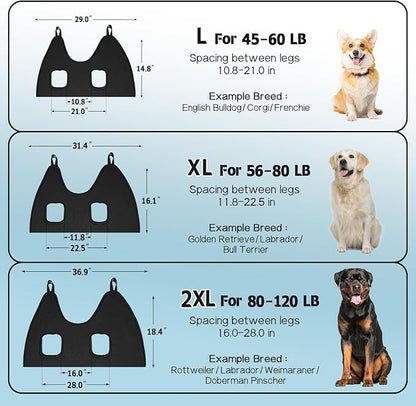 Supet Dog Grooming Hammock Harness for Dogs Cats, Relaxation Pet Nail Clipper Hammock, Restraint Dog & Small Animal Leashes Sling for Groomingk for Nail Trimming (Black, L)