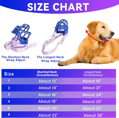 Basket Muzzle Allows Panting Drinking, Anti Biting Chewing, Suitable for Grooming Trimming Training, for Small Medium Large Dogs (Blue, Size 4)