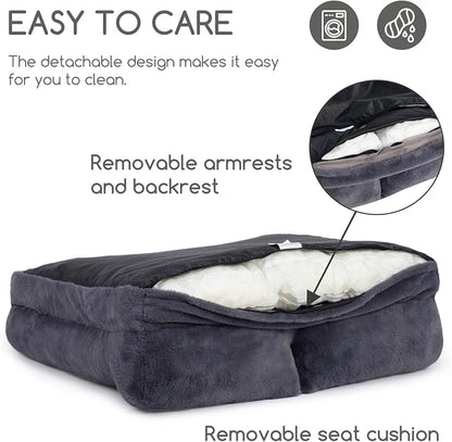 Hollypet Dog Large Cat Bed Puppy Couch Beds for Pets up to 50 lbs | Fluffy Dog Cat Couch Plush Soft Warming Pets Beds with Machine Washable Cover and Non-Slip Bottom