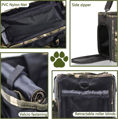 Cat Carrier Bag, Foldable Pet Bag Airline Approved, Pet Travel Carrier for Medium Cats Small Cats Dogs, Sturdy Transport Carriers Long Trips(Green)