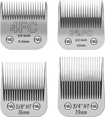 Pet Dog Grooming Detachable Ceramic Blades Kit,Compatible with Andis,Oster A5,Wahl KM10 Clippers,Cut Length 3/8"(9.5mm) to 3/4" (19mm), Large Size 4-Piece Set