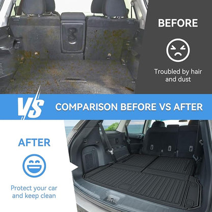 Cargo Mat & Backerst Mat Compatible with 2013-2020 Nissan Pathfinder/2013 Infiniti JX35/2014-2020 Infiniti QX60 - Cargo Liner Trunk Mat All Weather TPE Pathfinder 2020 Accessories