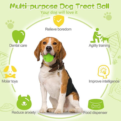 HIPPIH Dog Puzzle Toy 2 Pack, Interactive Dog Toys for Treat Dispensing, Durable Puppy Toys for Teething, Dog Treat Ball for Teeth/Slow Feeder/IQ Training/Playing, Blue-2.75‘’, Green-3.14‘’