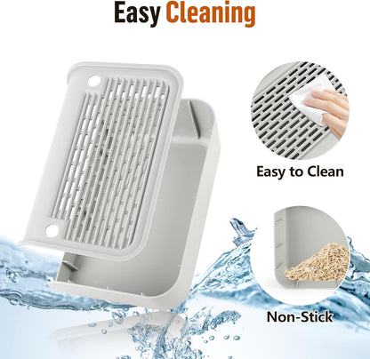 Cat Litter Box Step, Cat Litter Box Ramp Mat with Filter Function for Self-Cleaning Cat Litter Box, Easy to Clean, Cat Pedal Step Stool Ideal for Kitten & Elderly Cats (Light Grey)