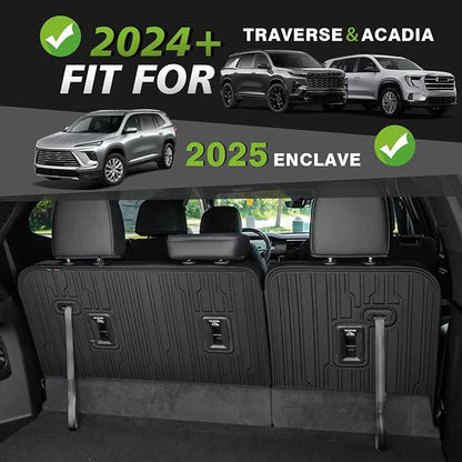 TripleAliners Backrest Mats All Weather Liners Compatible with 2024-2026 GMC Acadia/Chevy Traverse & 2025 2026 Buick Enclave TPE Third Row Seats Back Cover