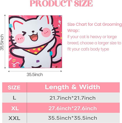 35.4" Cat Wrap for Cutting Nails, Cat Restraint for Nail Clipping, Cat Swaddle Wrap for Adult Cats, Cat Burrito Wrap Can Be Applied to Cat Nail Trimming, XX-Large, Within 22lbs