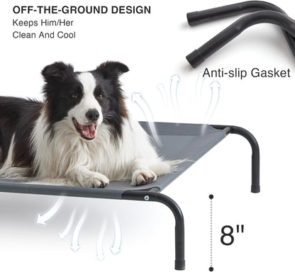 Elevated Cooling Mesh Bed. Breathable rest that stays cool in warm rooms.