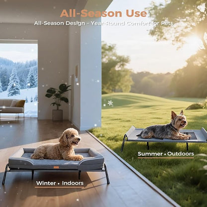 Lekereise Raised Dog Bed for Small Dogs, Waterproof Elevated Dog Cot, Outdoor Cooling Pet Bed