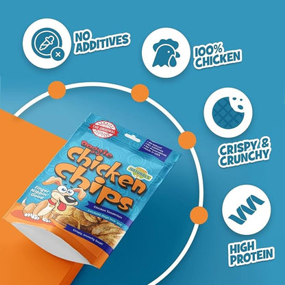 Chip's Naturals Doggie Chicken Chips Medium 8oz oz All Natural High Protein Low Calorie Healthy Dog Treats, Grain Free Gluten Free USDA Inspected & Approved Chicken Treat for Dogs, Pet Supplies