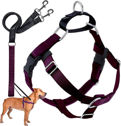 2 Hounds Design Freedom No Pull Dog Harness, Adjustable Harness and Leash Set, Easy Walking & Comfortable Control, Fits Small, Medium & Large Dogs, Solid Colors, Made in USA, 1" XXL, Burgundy