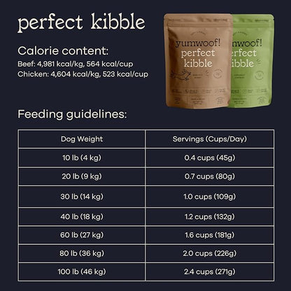 Yumwoof Perfect Kibble Non-GMO Air Dried Dog Food | Improves Allergies & Digestion with Organic Coconut Oil, MCTs & Antioxidants | Vet-Approved Soft Dry Diet | Made in USA (Beef 3.5lbs)