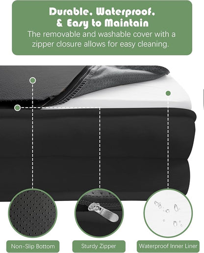 Spotted Play Orthopedic Dog Bed with Sides - Sofa Beds for Extra Large Dogs, Supportive Foam Pet Couch Bed with Washable Removable Cover, Waterproof Lining and Non-Slip Bottom, Black - XL