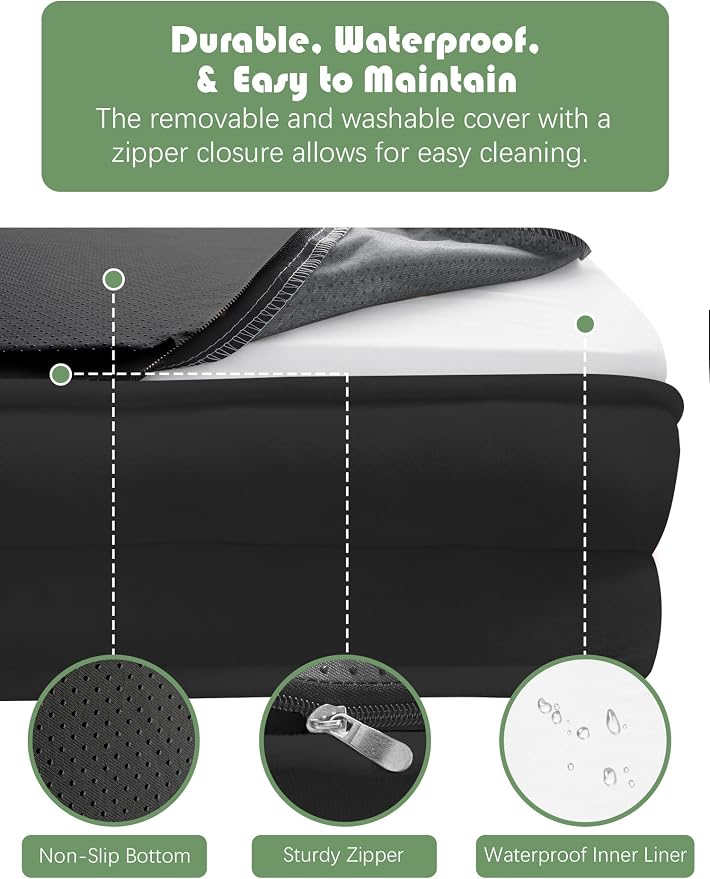 Spotted Play Orthopedic Dog Bed with Sides - Sofa Beds for Extra Large Dogs, Supportive Foam Pet Couch Bed with Washable Removable Cover, Waterproof Lining and Non-Slip Bottom, Black - XL-Plus