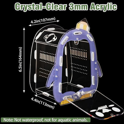 Jumping Spider Enclosure, Penguin Style Small Spider Terrarium with Magnetic Feeding Hole, Escape-Proof Habitat for Tarantula, Mantis, Beetle