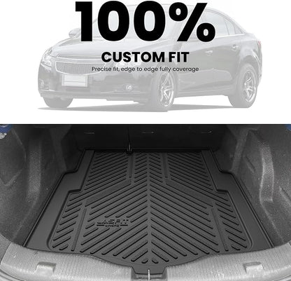LASFIT Trunk Mat for Chevrolet Chevy Cruze 2016-2019 (Not for 2016 Cruze Limited), Only Fit Cargo with Spare Tire, All Weather TPE Custom Fit Cargo Mat Trunk Liner (Fit Sedan, Not for Hatchback)