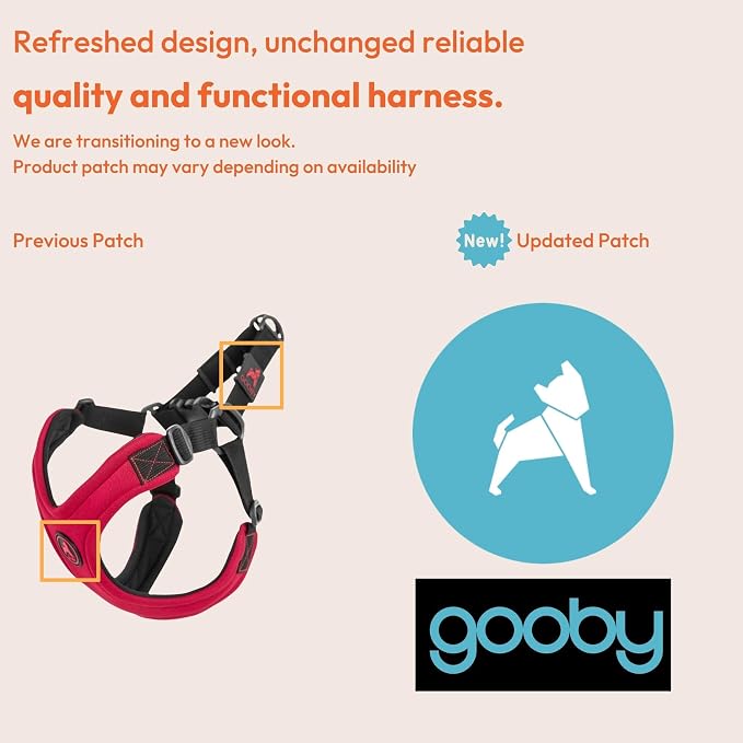Gooby, Dog Harness, Sporty, Large, Red - Escape Free Sport Harness with Patented Neoprene Technology, 4-Point Adjustment, No Choke, Perfect for Small Dogs No Pull | Patented escape-free frame; Reduces choking; 4-point adjustment; Soft neoprene padding;...