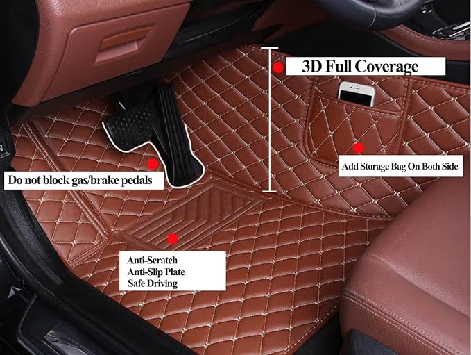 Custom Car Floor Mats with Personalized Text & Image, Unique Leather All-Weather Compatible with 99% Vehicles, DIY Photo Name Logo Gift for Sedan SUV Truck(Red)