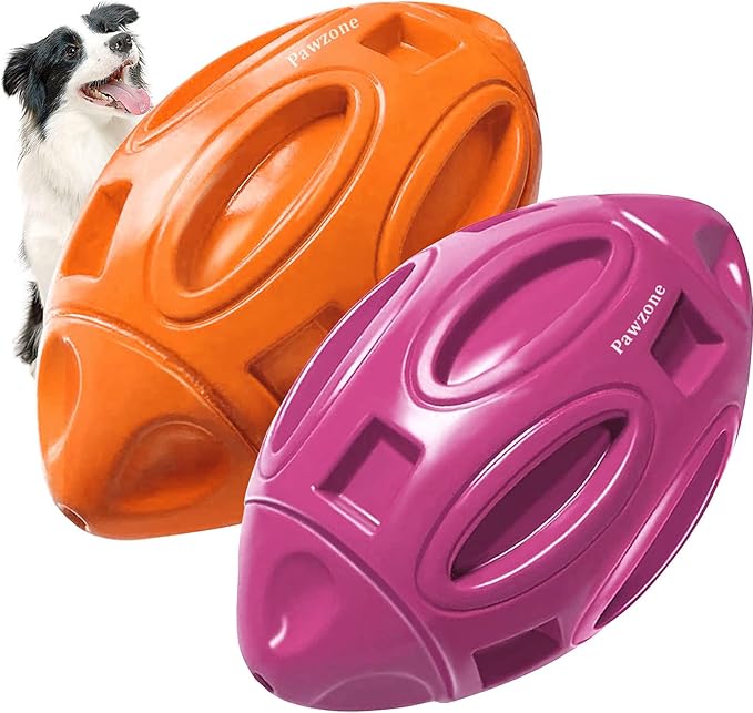 Pawzone 2 Pack Squeaky Dog Toys for Aggressive Chewers Large Medium Small Puppy Interactive Dog Chew Toy Durable Rubber Indestructible Tough Ball