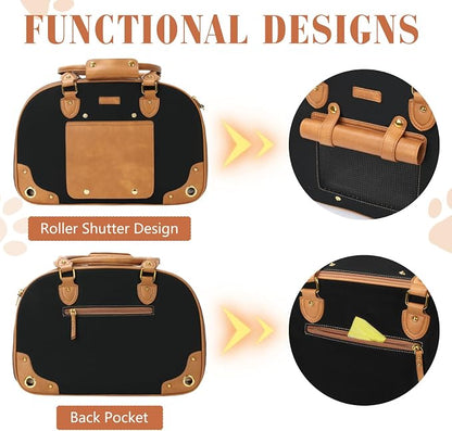 Dog Carrier Purse, Pet Carrier, Foldable Waterproof Premium Nylon Pet Travel Portable Bag Carrier for Cat and Small Dog Home/Outdoor Medium Black
