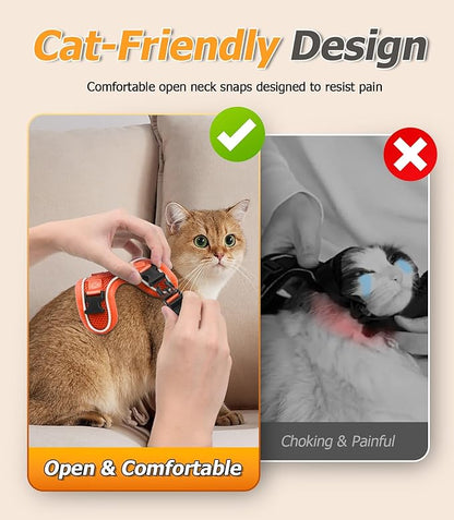 Halypet Cat Harness and Leash Set [MAX Safety 4th-Gen Upgrade] Escape Proof Adjustable Cat Leash Comfortable Soft Vest Easy to Wear Kitten Harness with Reflective Strip for Cats Walking, S Orange