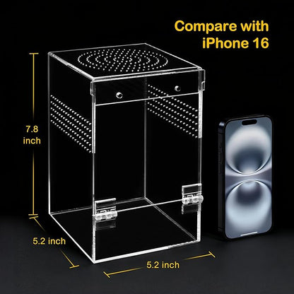 Large Jumping Spider Enclosure Kit,Escape Proof Reptile Tank,Praying Mantis Terrariums,Transparent Acrylic Bug Habitat,Arboreal Tarantula Cribs Cage,Insect Starter Container,Critter Keeper Sea