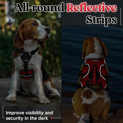 rabbitgoo Escape Proof Dog Harness for Small, No Pull with Lift Handle | No Escape, Full Soft Padded, Reflective Adjustable Vest, Leash Clip for Walking Hiking Training, Red, Small