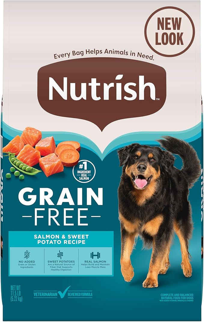 Nutrish Grain Free Salmon & Sweet Potato Recipe Dry Dog Food, 11.5 lb. Bag, Packaging May Vary (Rachael Ray)