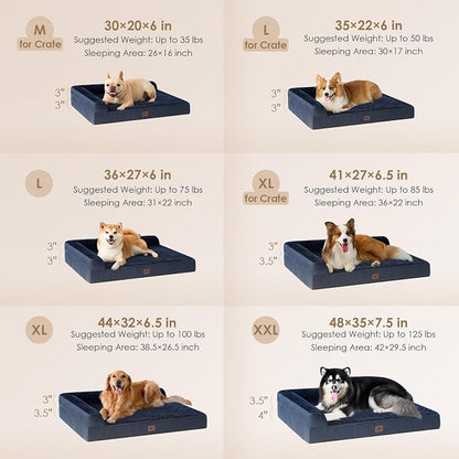 EHEYCIGA Orthopedic Dog Bed Medium Size, Memory Foam Dog Bed, Navy Blue | Small Dog Sofa with Washable Removable Cover, Waterproof Pet Couch for Crate with Nonskid Bottom, 30x20x6