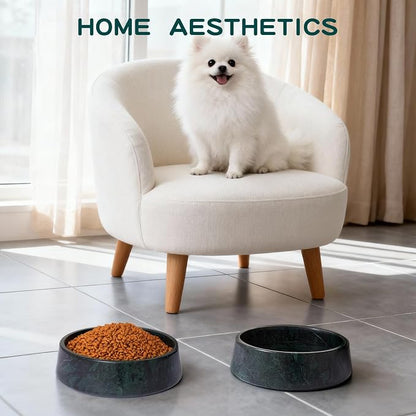 SAMAH Green Marble Dog Bowl, Non-Slip Non-Tipping Heavy Dog Food Bowl, Large Weighted Stone Dish, Natural Marble Dog Water Bowl, Easy to Clean, Gifts for Cat & Dog Lovers, Holds 6 Cups(6 lbs)