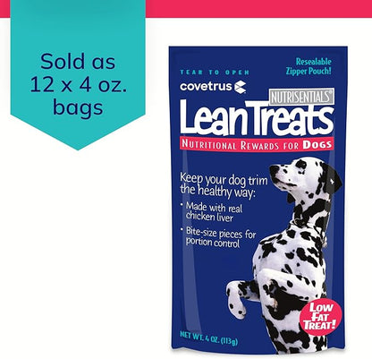 Covetrus Nutrisential Lean Treats for Dogs - Small, Medium & Large Dogs (K9) - Nutritional Low Fat, Bite-Size - Soft Chicken Flavor - 12 Pack - 4oz