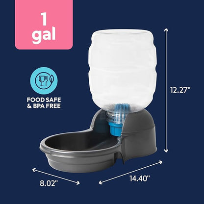 Petmate Replendish Gravity Automatic Dog Water Dispenser Pet Waterer and Pet Feeder Set with Microban Protection Base, 100% BPA Free, Wide Mouth Bowl - 1 Gallon Water, 5 lb Food
