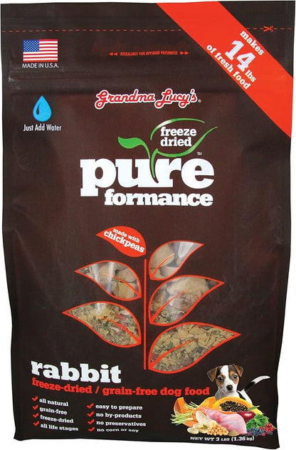 GRANDMA LUCY'S 844215 Pureformance Grain Free Rabbit Food for Dogs, 3-Pound