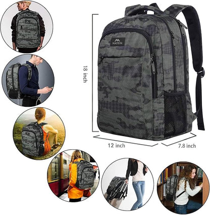 MATEIN Travel Computer Backpack, Sturdy College School Backpack for 15.6 Inch Laptop with Anti Theft Back Pocket, Lightweight Bookbag Carry On Personal Item Bag Casual Daypack Gift for Women & Men