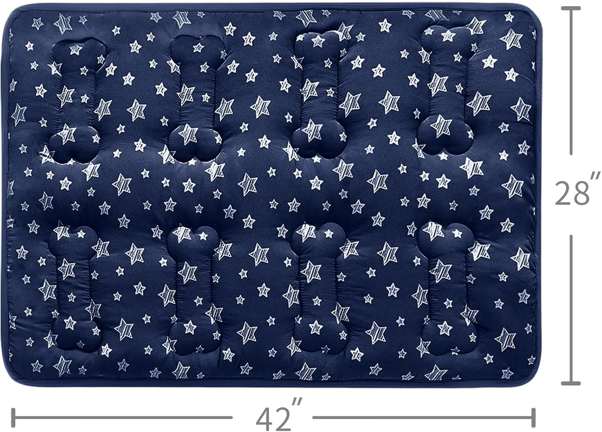 Dog Crate Mat (42" X 28"), Soft Dog Bed Mat with Cute Prints, Personalized Crate Pad, Anti-Slip Bottom, Machine Washable Kennel Pad
