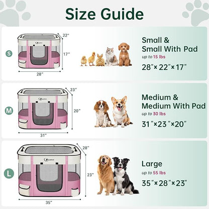 Siedihit Dog Playpen, Cat Pet Puppy Crate, Portable Playpens Indoor Outdoor (Pink, Small)